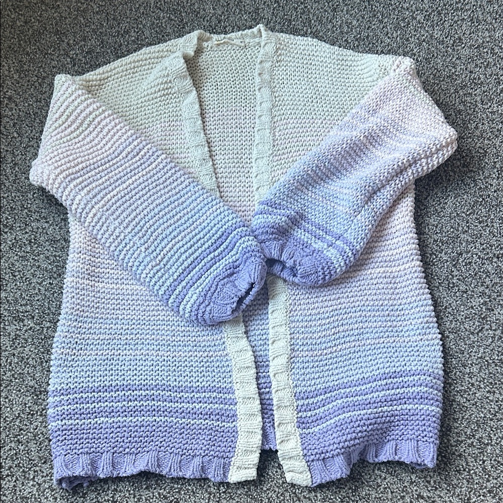 Marine Layer Women's Knit Cardigan - Cream and Purple